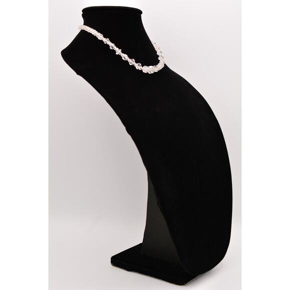 Vintage Crystal Beaded Collar Necklace Clear Faceted D.B. Metal Signed Bin3A - Picture 5 of 12
